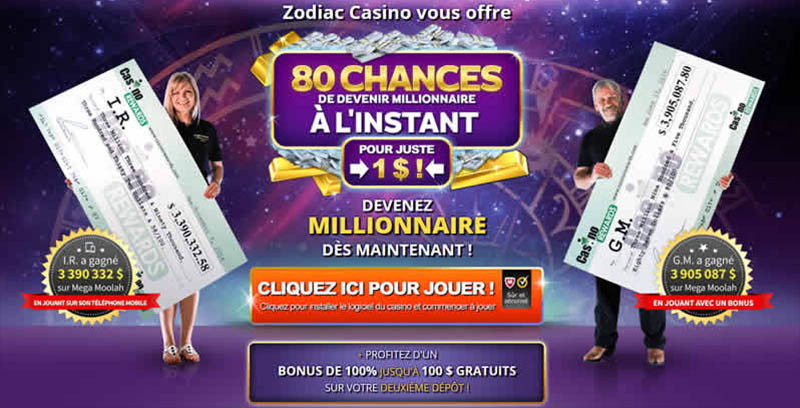 Zodiac Casino - 80 chances de gagner 1 Million